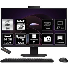 Asus V470 Intel Core 5 210H 96GB 1tb SSD 27" Fhd 100Hz W11H All In One Bilgisayar & Per4 USB Bellek V470C516512B0DP378