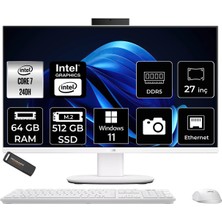 Asus V470 Intel Core 7 240H 64GB 512GB SSD 27" Fhd 100Hz W11H All In One Bilgisayar & Per4 USB Bellek V470C716512W0DP372