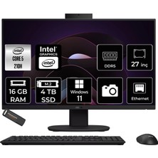 Asus V470 Intel Core 5 210H 16GB 4tb SSD 27" Fhd 100Hz W11P All In One Bilgisayar & Per4 USB Bellek V470C516512B0DP390