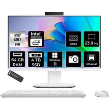 Asus V440 Intel Core 7 240H 64GB 4tb SSD 23.8" Fhd 100Hz W11H All In One Bilgisayar & Per4 USB Bellek V440C716512W0DP375