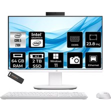 Asus V440 Intel Core 5 210H 64GB 2tb SSD 23.8" Fhd 100Hz W11P All In One Bilgisayar & Per4 USB Bellek V440C58512W0DP414