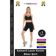 Carlburn #bikerşort Iç Göstermeyen Kaymaz Şekillendirici Toparlayıcı Kemerli Lazer Kesim Biker Şort