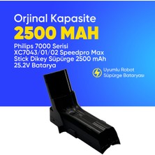 Philips 7000 Serisi XC7043/01/02 Speedpro Max Stick Dikey Süpürge 2500 mAh 25.2 V  Batarya – Orjinal Uyumlu Uzun Ömürlü, Yüksek Performans Pil