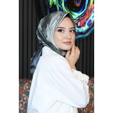 Afvente Abstrakt Desen Koyu Gri Soft Pamuk Eşarp - Gri