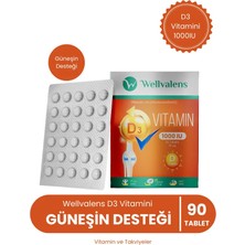 Wellvalens D3 Vitamini 1000 IU 90 Tablet Günlük D Vitamini Takviyesi