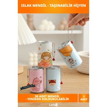 Letsii Taşınabilir Konserve Islak Mendil Anahtarlık 30 Adet