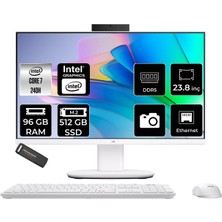 Asus V440 Intel Core 7 240H 96GB 512GB SSD 23.8" Fhd 100Hz Fdos All In One Bilgisayar & Per4 USB Bellek V440C716512W0DP337