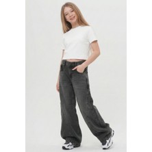 Haykids Unisex Geniş Paça Wide Leg Bol Alt Giyim Kot Pantolon