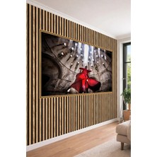 Dreamwall Semazen Temalı Modern Ahşap Çıta Görünümlü 3D Efektli Tek Parça Tekstil Duvar Kağıdı