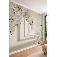 Dreamwall 3D Sonsuz Koridor Perspektifli Çiçek ve Kelebek Desenli Tek Parça Tekstil Duvar Kağıdı