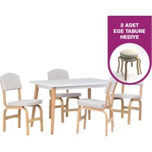 Vilinze Ege Sandalye Avanos Ahşap Mdf Mutfak Masası Takımı - 70X120 cm