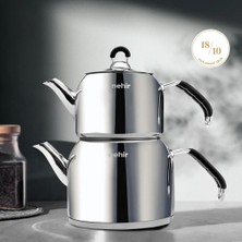 Nehir Modern Mini Küçük Boy 0.8-1.6 Lt. Paslanmaz Çelik Çaydanlık Takımı