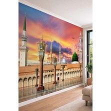 Dreamwall Mescid-I Nebevi Temalı Medine-I Münevvere Gün Batımı Manzaralı Tekstil Duvar Kağıdı