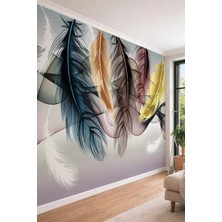 Dreamwall Renkli Kuş Tüyü Desenli Soyut Modern Antre ve Salon Için Tek Parça Tekstil Duvar Kağıdı