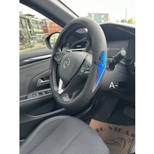 Solveks Direksiyon Kılıfı Poşetli Geçme 38CM Fosforlu Meşale Mavi Oto Aksesuar Premium