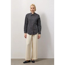 Molene Yeşil Belden Oturmalı Ekose Gömlek