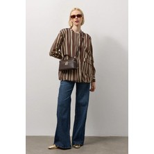 Molene Sarı Apolet Detaylı Çizgili Gömlek