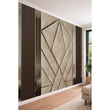 Dreamwall 3D Görünümlü Geometrik Panel ve Çıta Desenli Lüks Tek Parça Tekstil Duvar Kağıdı
