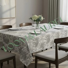 LOOM & LAUREL Yüksek Kaliteli Desenli Jakarlı Dokuma Kumaş Kare 160 x 160 Masa Örtüsü Gri Ağırlıklı
