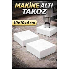 Hanur Plastik 10X10X4 cm Plastik Makine Altı Takoz – Ağır Yük Dayanıklı Polietilen Yükseltici Blok (Beyaz)