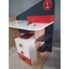 Bengi Ankara Mobilya Çalışma Masa Dümen 90647 Mavi Kırmızı Renk Uyumu 1. Sınıf Suntalam Demonte