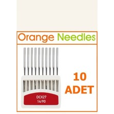 DCX27 14 Numara Sanayi Overlok Dikiş Makine Iğnesi(10 Adet) Orange Needles