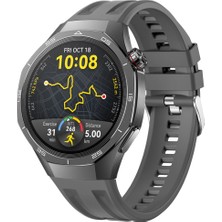 Sneezy Huawei Watch Gt5 Pro 46MM Ile Tam Uyumlu Spor Silikon Metal Tokalı Soft Saat Kordonu