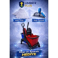 Plastik Çift Kovalı Temizlik Paspas Arabası Temizlik Seti Plastik Presli Mop ve Aparat