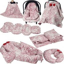 Anne Bebek Tasarımı Babynest Puset Içi Set Araba Minderi Emzirme Örtüsü ve Minderi Beşik Içi Nevresim Takımı 15 Li Set