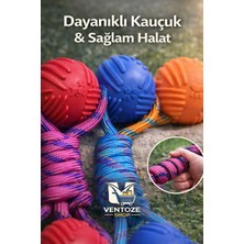 Ventoze Isırmaya Dayanıklı Ipli Köpek Oyuncağı | Diş Kaşıyıcı Kauçuk Top ve Sağlam Düğüm Halatlı Pet Oyunu