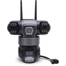 Dobest 6mp 4g Sım Kartlı Üçlü Lens Ptz Güvenlik Kamerası: 360° Panoramik Izleme, 7/24 Kesintisiz Kayıt, Hareket Algılama ve Sesli Alarm, Gece Görüş, Su Geçirmez Gövde