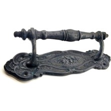 Antika Tarz Dekoratif Pirinç Çiçekli Yan Çekme Kapı Kolu - 240X62 Mm, Oksit Nemere Home