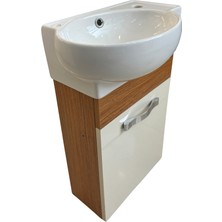 Akademik Mimarlık Turkuaz Turkuaz Banyo ve Tuvalet Mini Köşe Lavabo 28*45 cm (Banyo Dolabı Dahil)