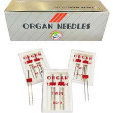 Organ Çift Iğne 3 Numara Nervür Iğnesi 80/12 (3 Paket (6 Adet)Avantajlı Iğne Seti)