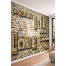 Dreamwall 3D Görünümlü Motivasyon Yazılı Tuğla- Endüstriyel Stil Tek Parça Tekstil Duvar Kağıdı