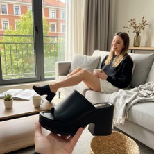 İnallar Ayakkabı Kadın Kalın Topuklu Düz Terlik