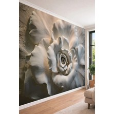 Dreamwall 3D Görünümlü Dev Gül ve Sanatsal Çiçek Rölyef Temalı Tekstil Duvar Kağıdı