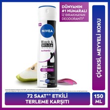 Nivea Kadın Sprey Deodorant Black&white Authentic 150 Ml,terleme Karşıtı,meyve,çiçek Kokusu,kumaş Koruması