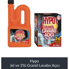 Hypo Granül Lavabo Açıcı 3*50 gr + Hypo Lavabo Açıcı Jel 560 ml