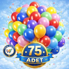 Nistabolje 75 Adet Renkli Balon Parti Doğum Günü Kutlama Özel Günler Karışık Renkli Balon