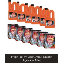Hypo Granül Lavabo Açıcı 3*50 gr x 6 Adet + Hypo Lavabo Açıcı Jel 560 ml x 6 Adet