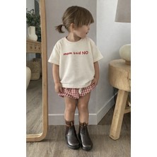 Monila Çocuk Pamuklu Kısa Kol Baskılı T-Shirt Taş Renk Günlük Tarz