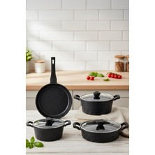 Amboss Manifest Pro 7 Parça Döküm Tencere Tava Seti - Siyah