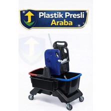 Umbex Çift Kovalı Plastik Temizlik Arabası Paspas Arabası Islak Mop Setli
