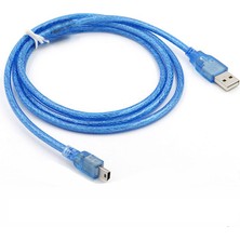 Leonpro Mini usb kablo 5 pin mini usb 2.0 şeffaf mavi şarj ve data kablosu 2m