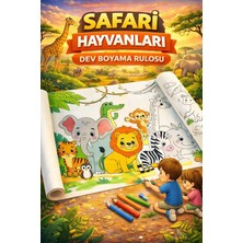 Haydi Dekor 🦒🦁🐘 Safari Hayvanlarını Boyuyorum – Dev Boyama Rulosu(Zürafa • Aslan • Fil • Zebra • Su Aygırı • Eğitici & Eğlenceli Safari Boyama Kağıdı)