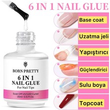 Born Pretty 6 in 1 Çok Amaçlı Tırnak Yapıştırıcısı 15 ml UV Işığı ile Kullanıma Uygun