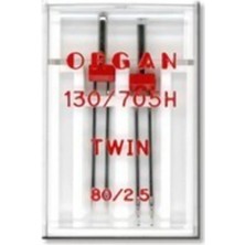 Organ Çift Iğne 2.5mm (Nervür Iğnesi 80/2.5)2'li 12 Numara (Aile Makina Iğnesi).