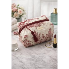 Giftpillowss Kumaş Bordo Renkli Makyaj Çantası( Küçükboy)  ( Harf veya isim etiketi ekleyerek kişiselleştirebilirsiniz )