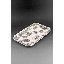 Bursa Porselen Dekor Siyah Ingiliz Büyük Boy Porselen Tepsi